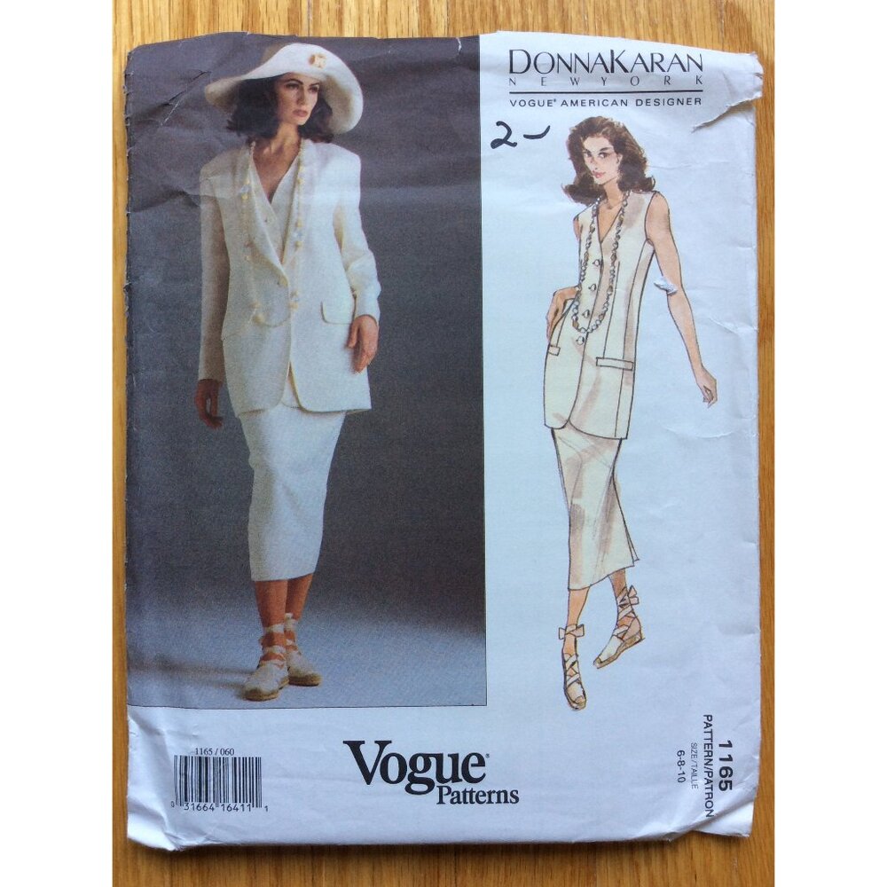 Jacket Vest & Skirt Pattern Donna Karan Vogue American Designer 1165 UNCUT 6-10